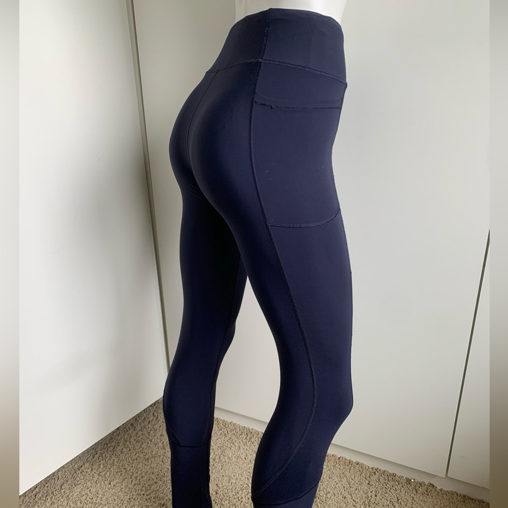 Victoria Sport full length navy blue pull on high waisted compression leggings